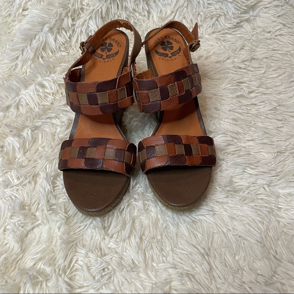 Lucky Brand Woven Leather Wedges | 10